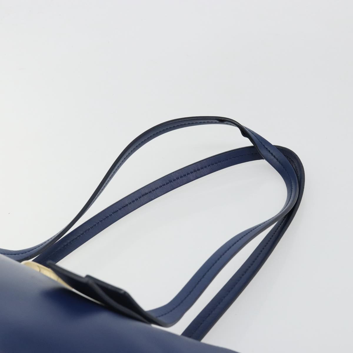 Chloe Tote Bag Leather Blue Gold Auth 184989A
