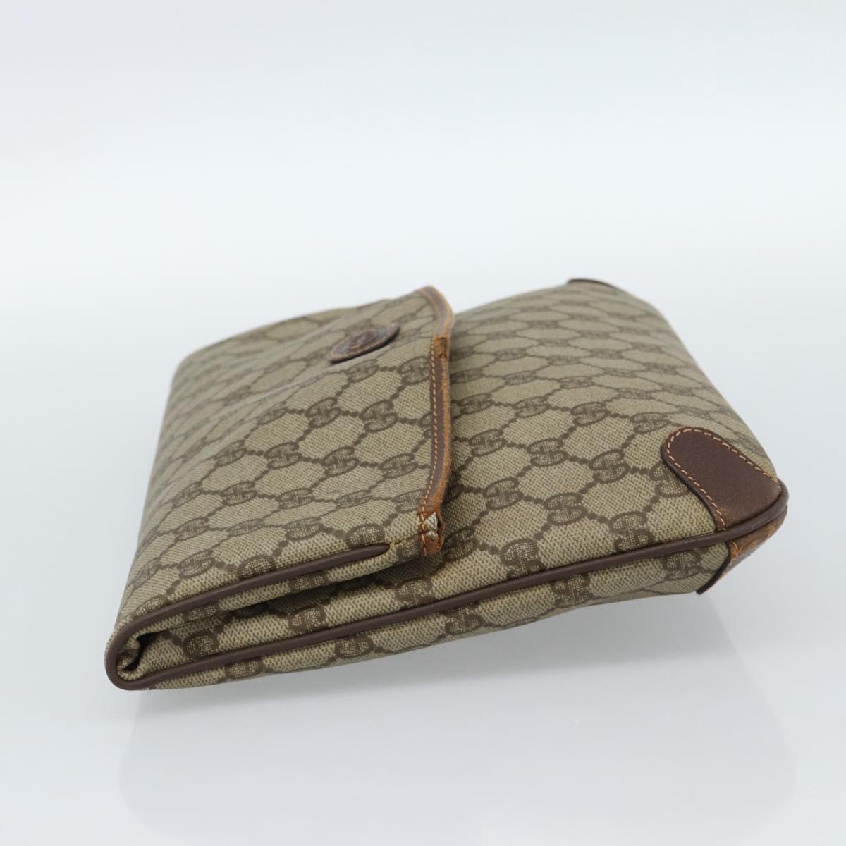 GUCCI GG Supreme Clutch Bag PVC Beige Gold 004 39 6092 Auth 184990