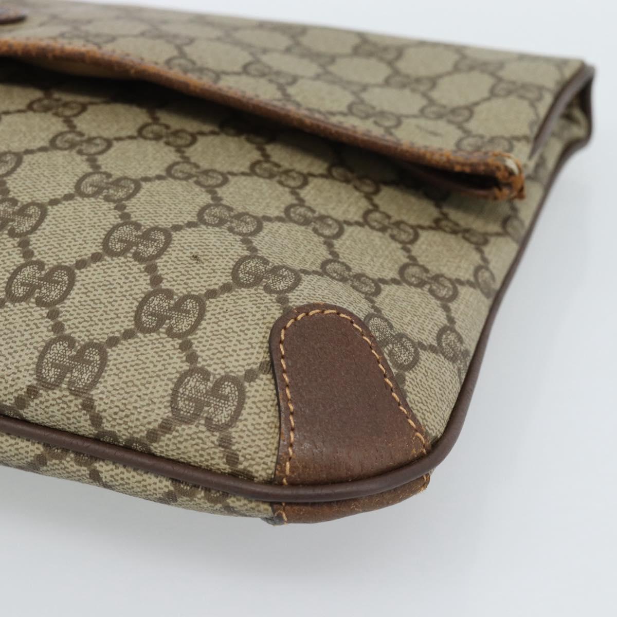 GUCCI GG Supreme Clutch Bag PVC Beige Gold 004 39 6092 Auth 184990