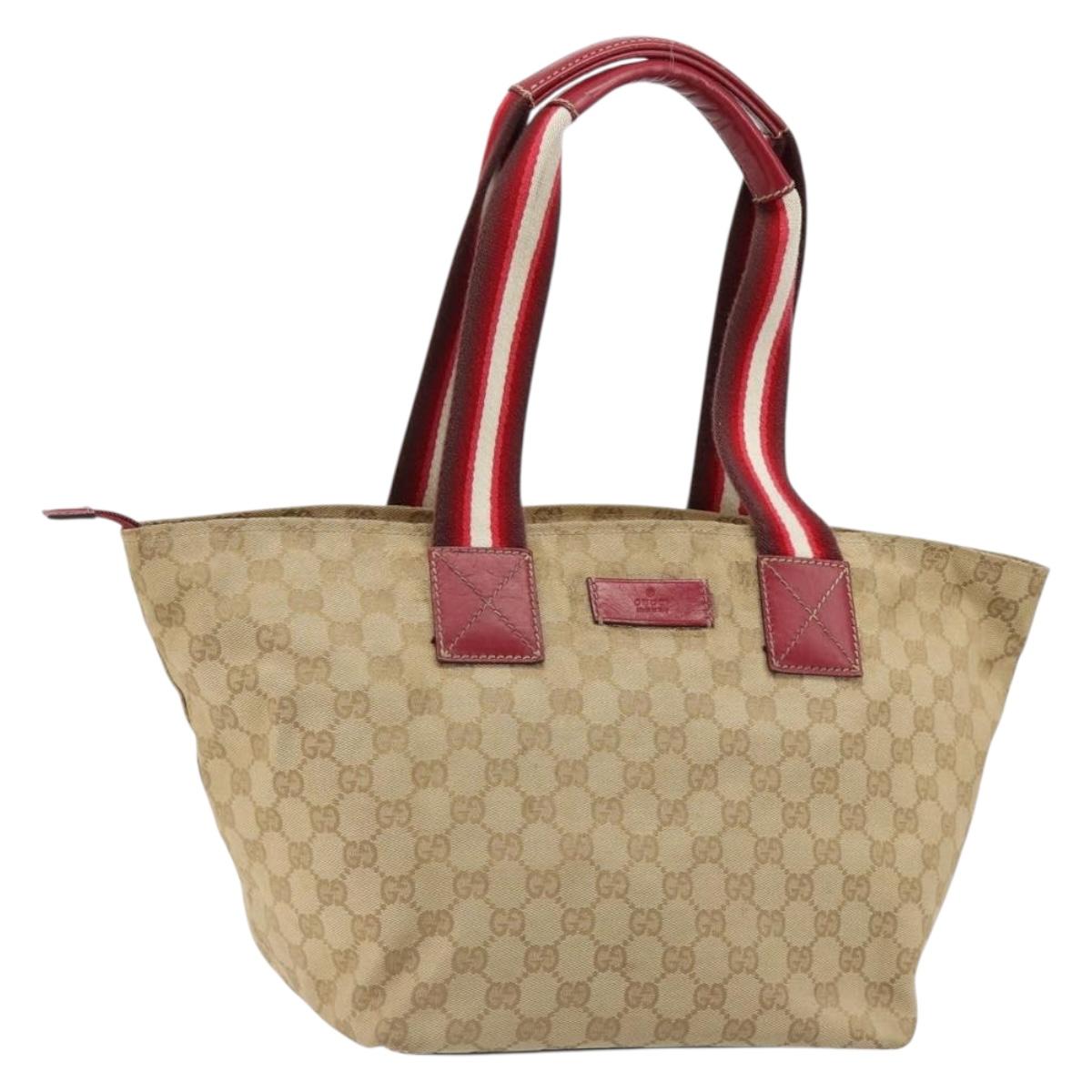 GUCCI GG Canvas Sherry Line Hand Bag Beige Gold 131230 Auth 184991A