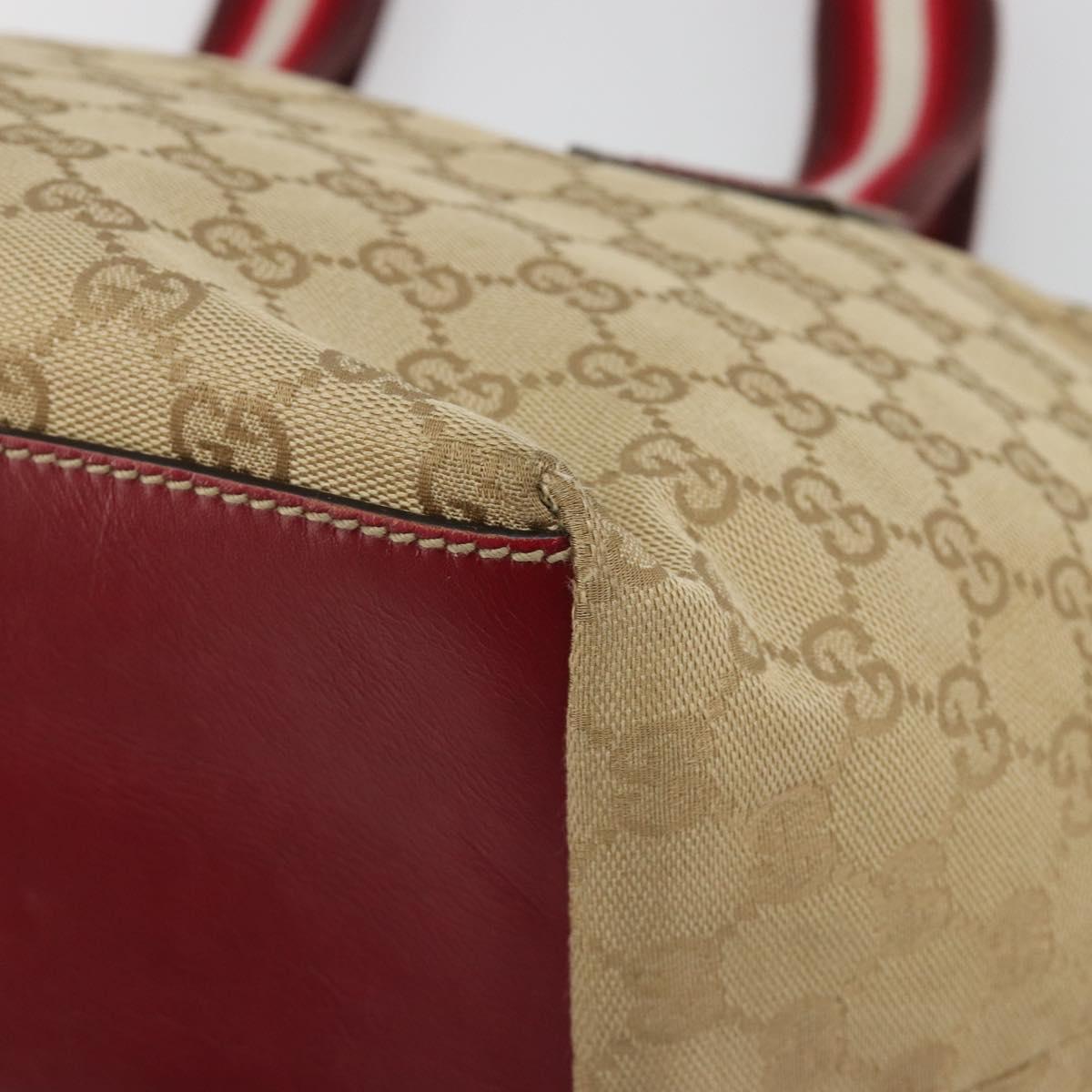 GUCCI GG Canvas Sherry Line Hand Bag Beige Gold 131230 Auth 184991A