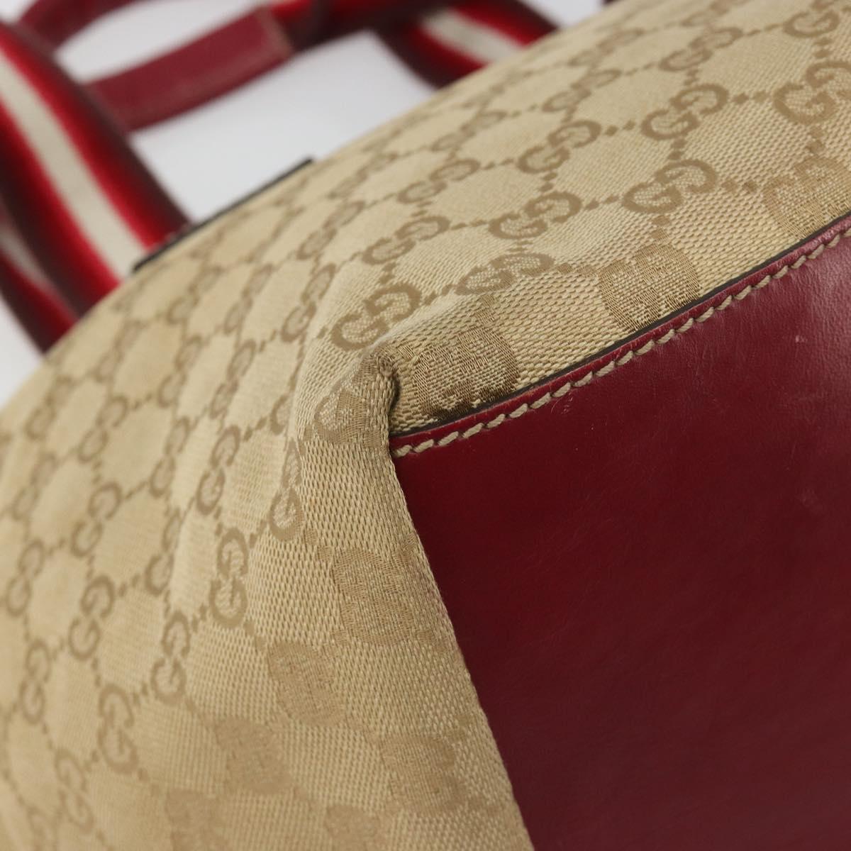GUCCI GG Canvas Sherry Line Hand Bag Beige Gold 131230 Auth 184991A