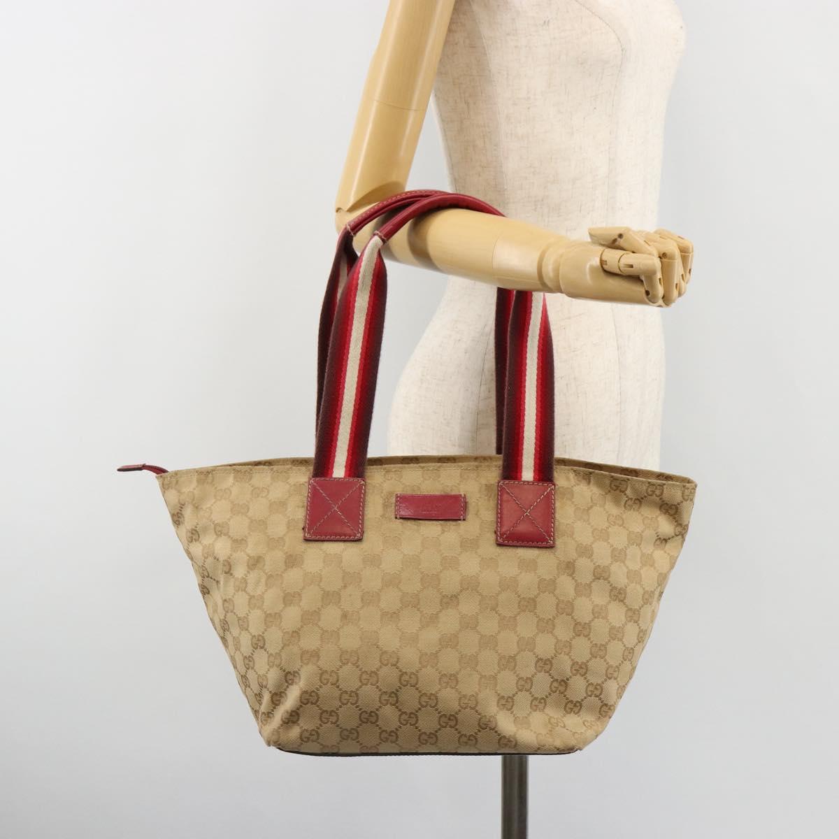 GUCCI GG Canvas Sherry Line Hand Bag Beige Gold 131230 Auth 184991A
