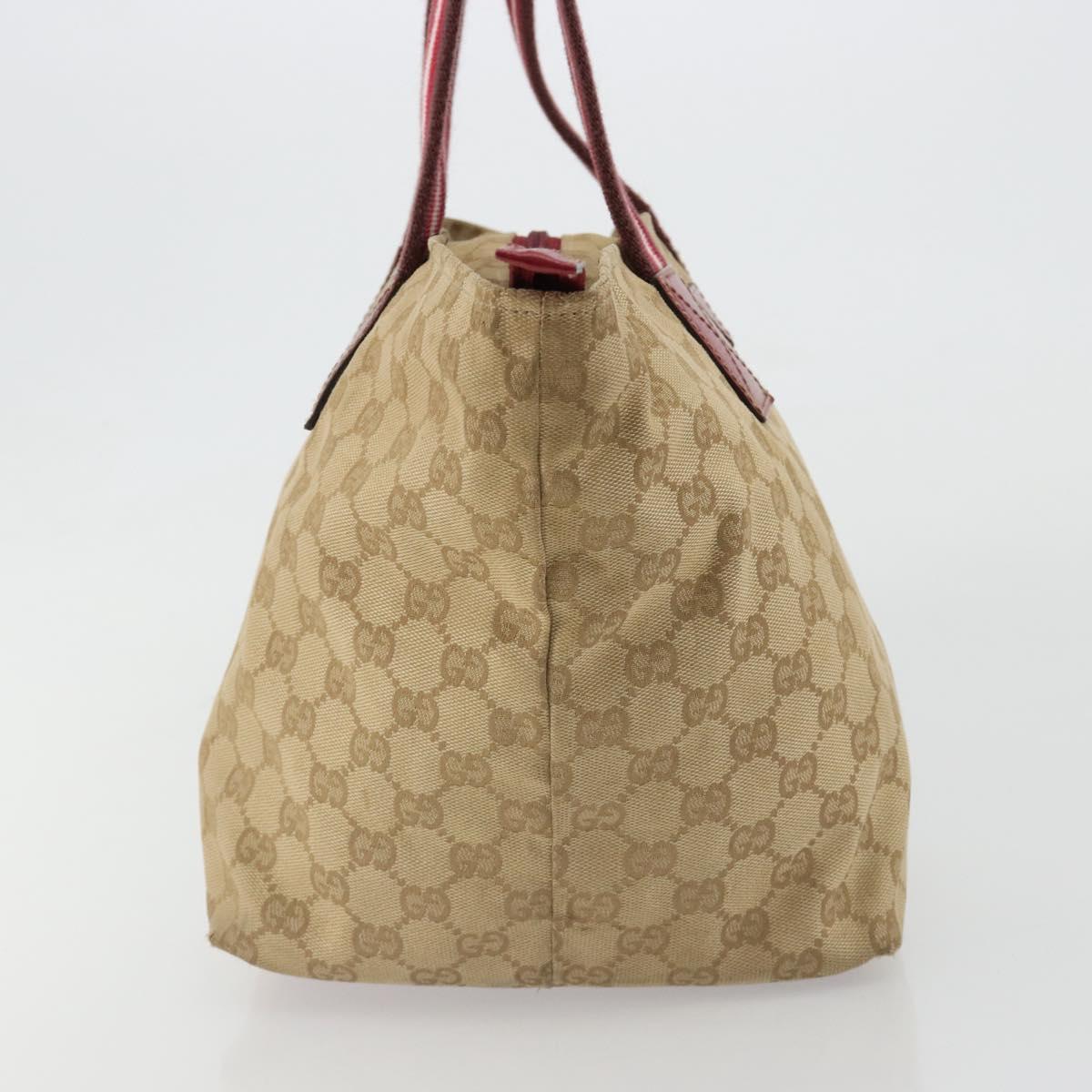 GUCCI GG Canvas Sherry Line Hand Bag Beige Gold 131230 Auth 184991A