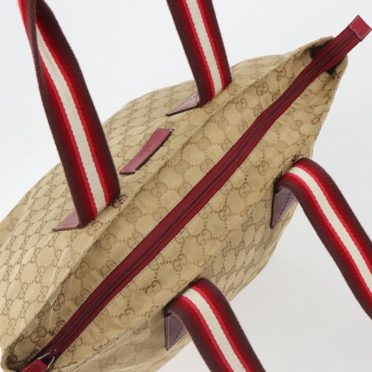 GUCCI GG Canvas Sherry Line Hand Bag Beige Gold 131230 Auth 184991A
