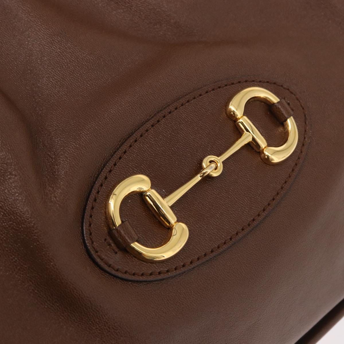 GUCCI Horsebit Tote Bag Leather Brown Gold 623694 Auth 184994V