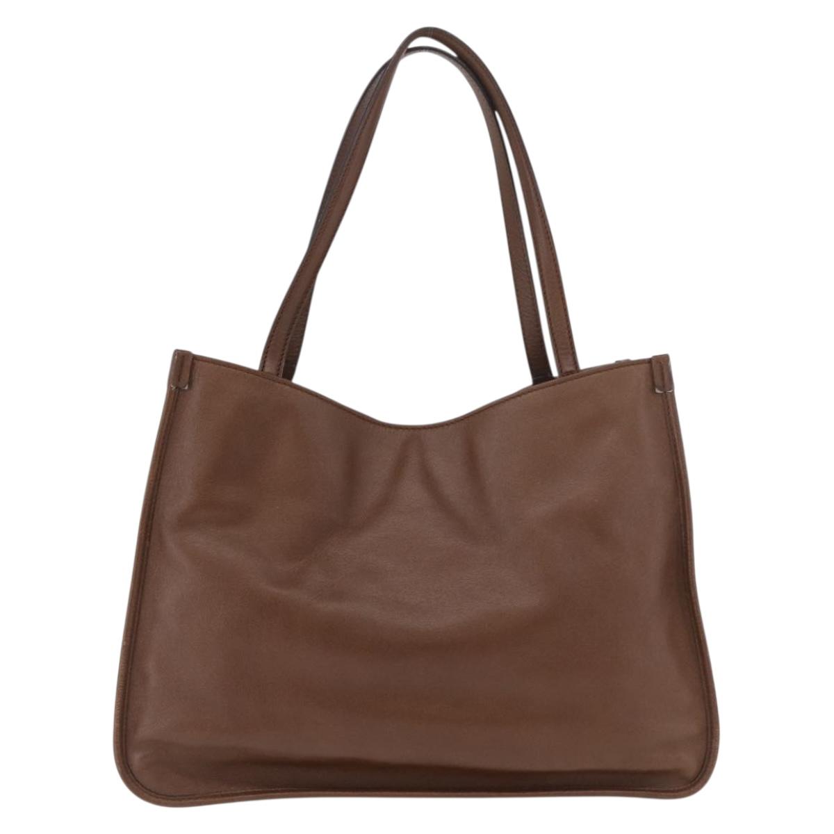 GUCCI Horsebit Tote Bag Leather Brown Gold 623694 Auth 184994V