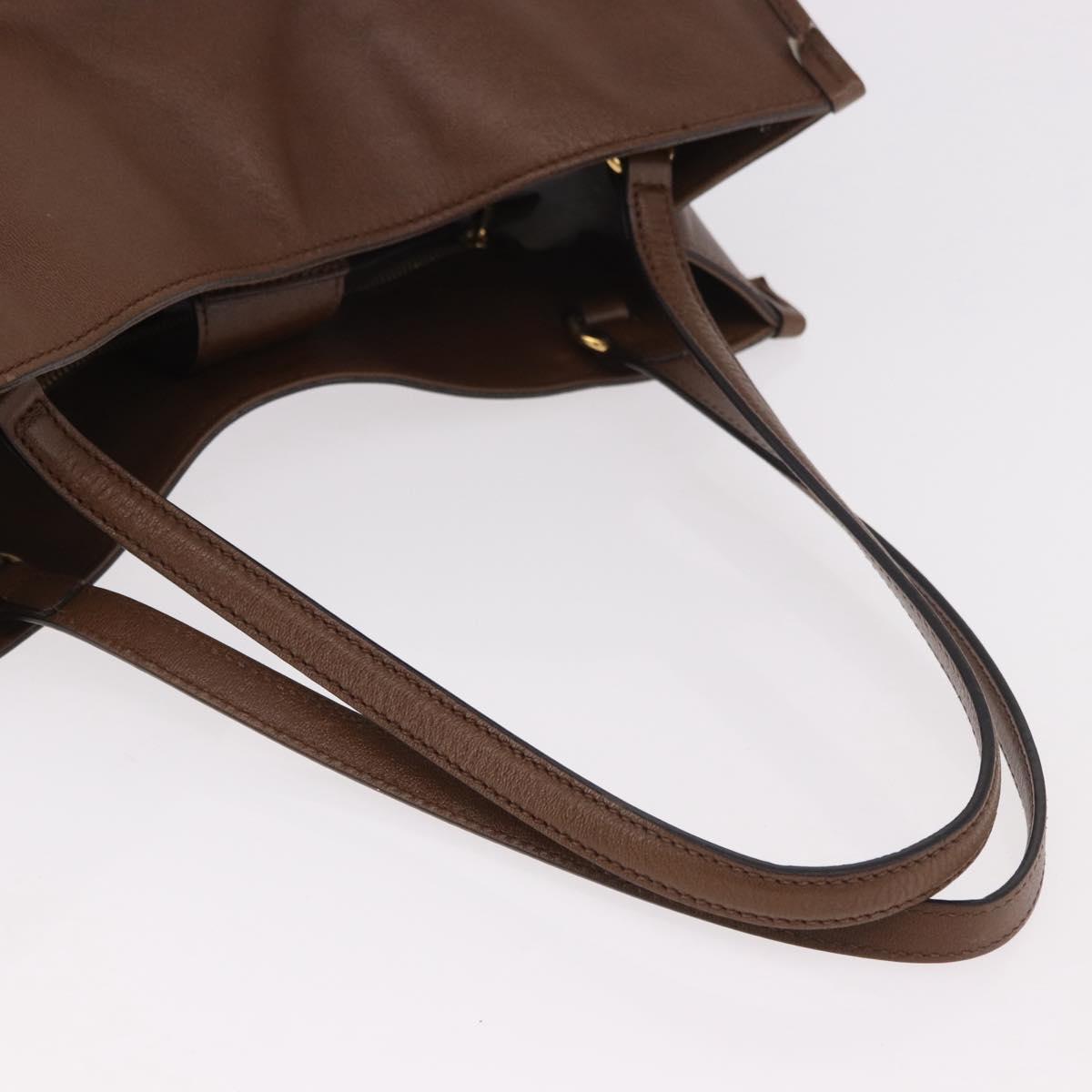 GUCCI Horsebit Tote Bag Leather Brown Gold 623694 Auth 184994V