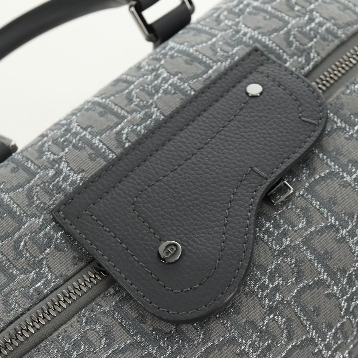 Christian Dior Trotter Canvas Boston Bag 2way Gray Silver Auth 184998SM