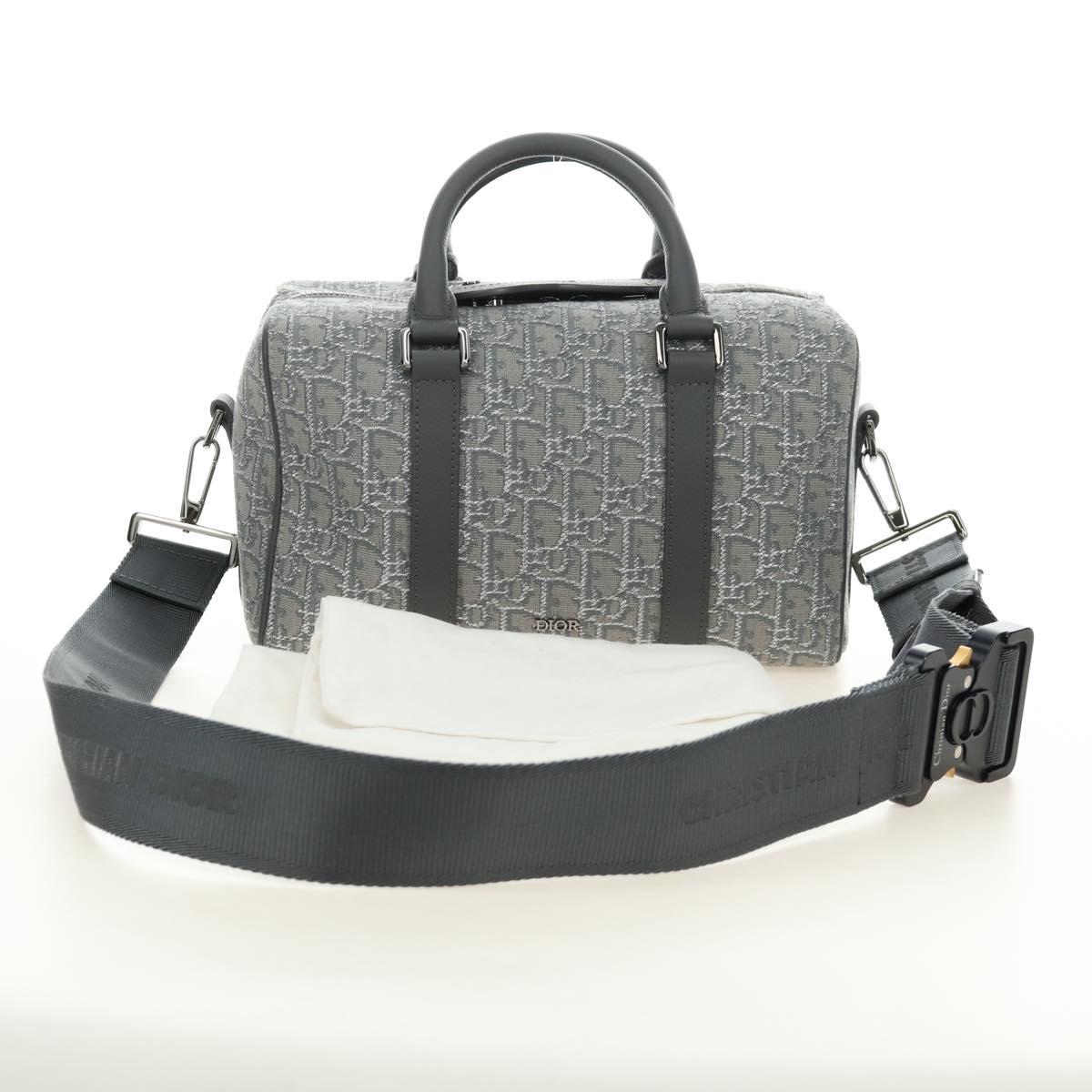 Christian Dior Trotter Canvas Boston Bag 2way Gray Silver Auth 184998SM