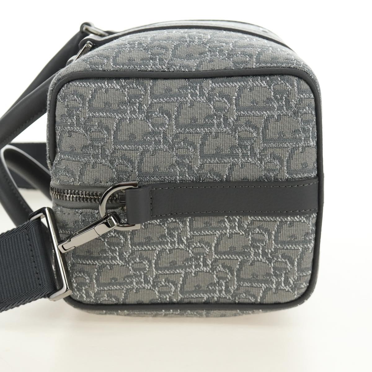 Christian Dior Trotter Canvas Boston Bag 2way Gray Silver Auth 184998SM