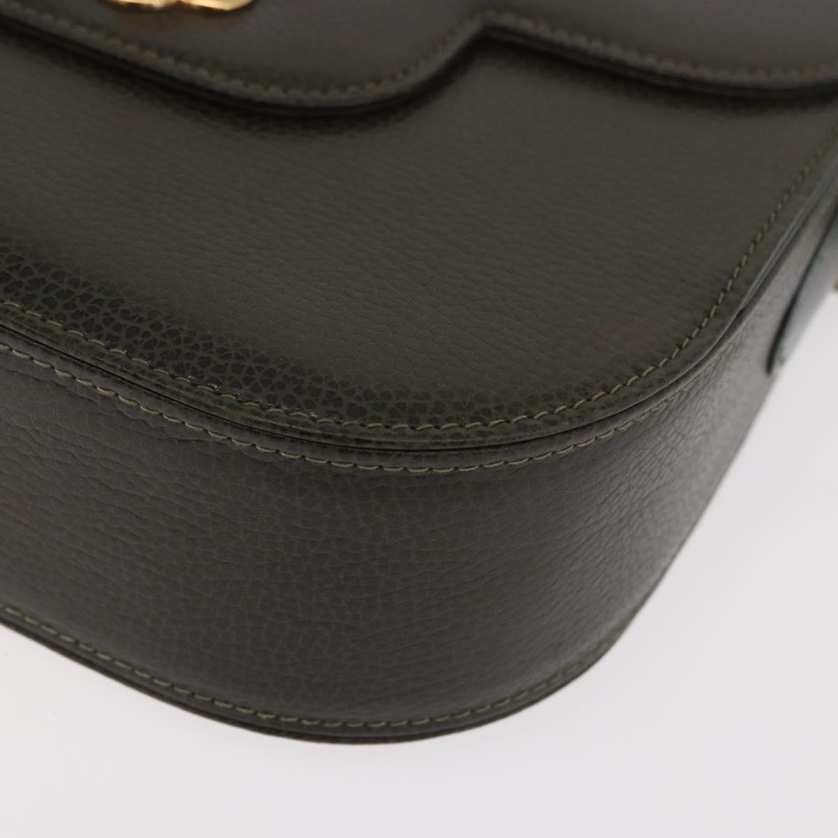 BALLY Shoulder Bag Leather Green Gold Auth 185005