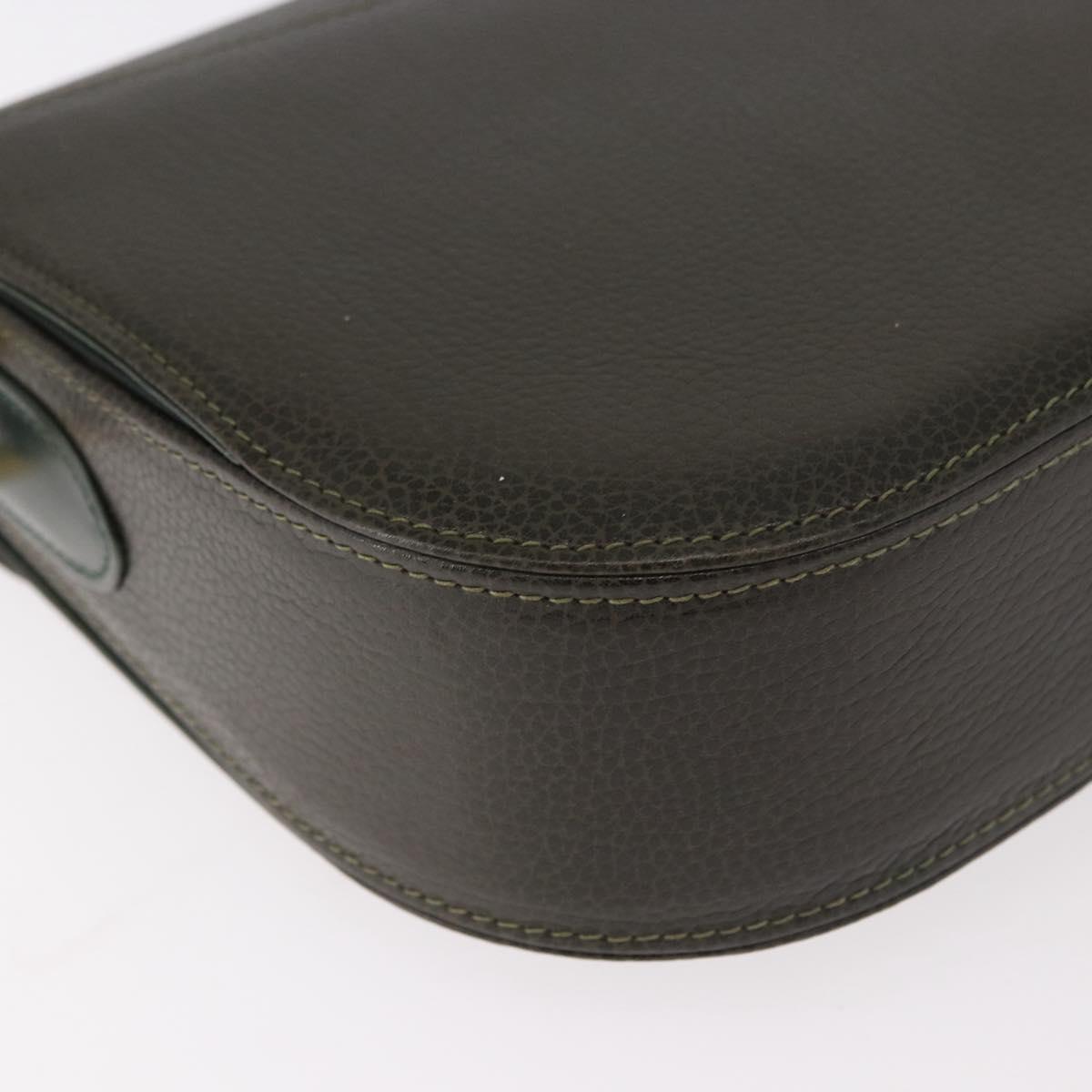 BALLY Shoulder Bag Leather Green Gold Auth 185005