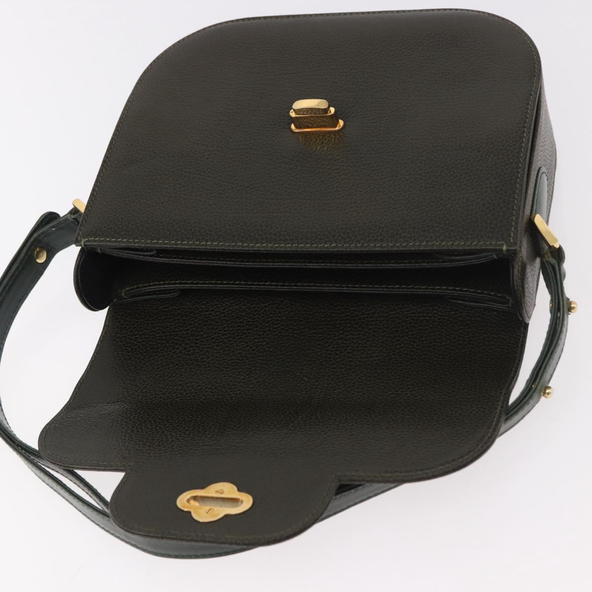 BALLY Shoulder Bag Leather Green Gold Auth 185005