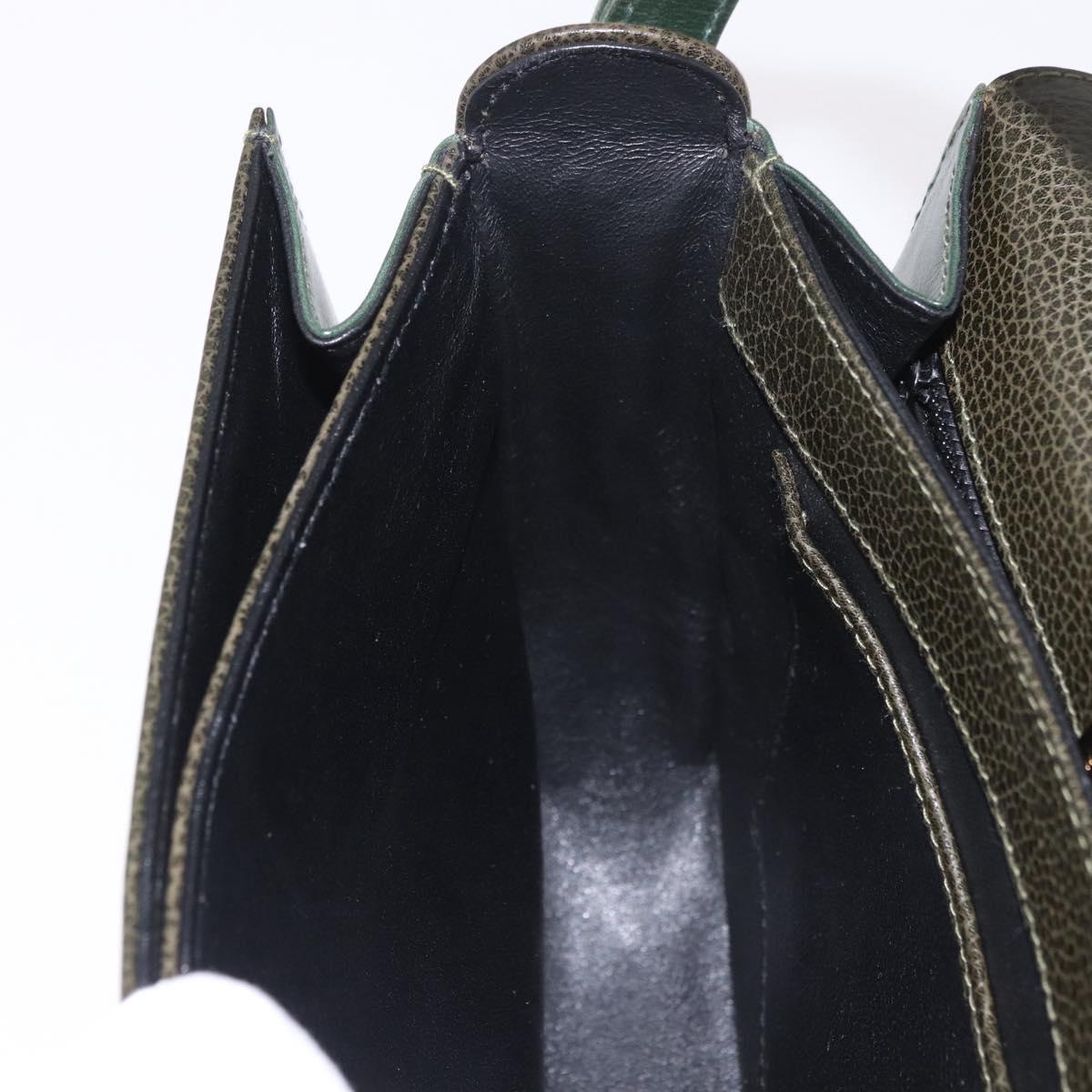 BALLY Shoulder Bag Leather Green Gold Auth 185005
