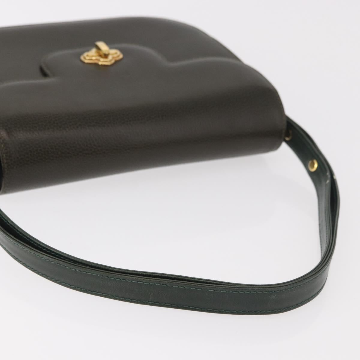 BALLY Shoulder Bag Leather Green Gold Auth 185005