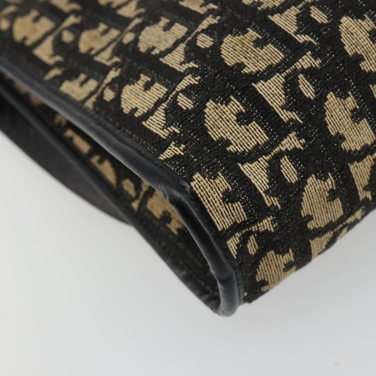 Christian Dior Trotter Canvas Shoulder Bag Navy Gold Auth 185006