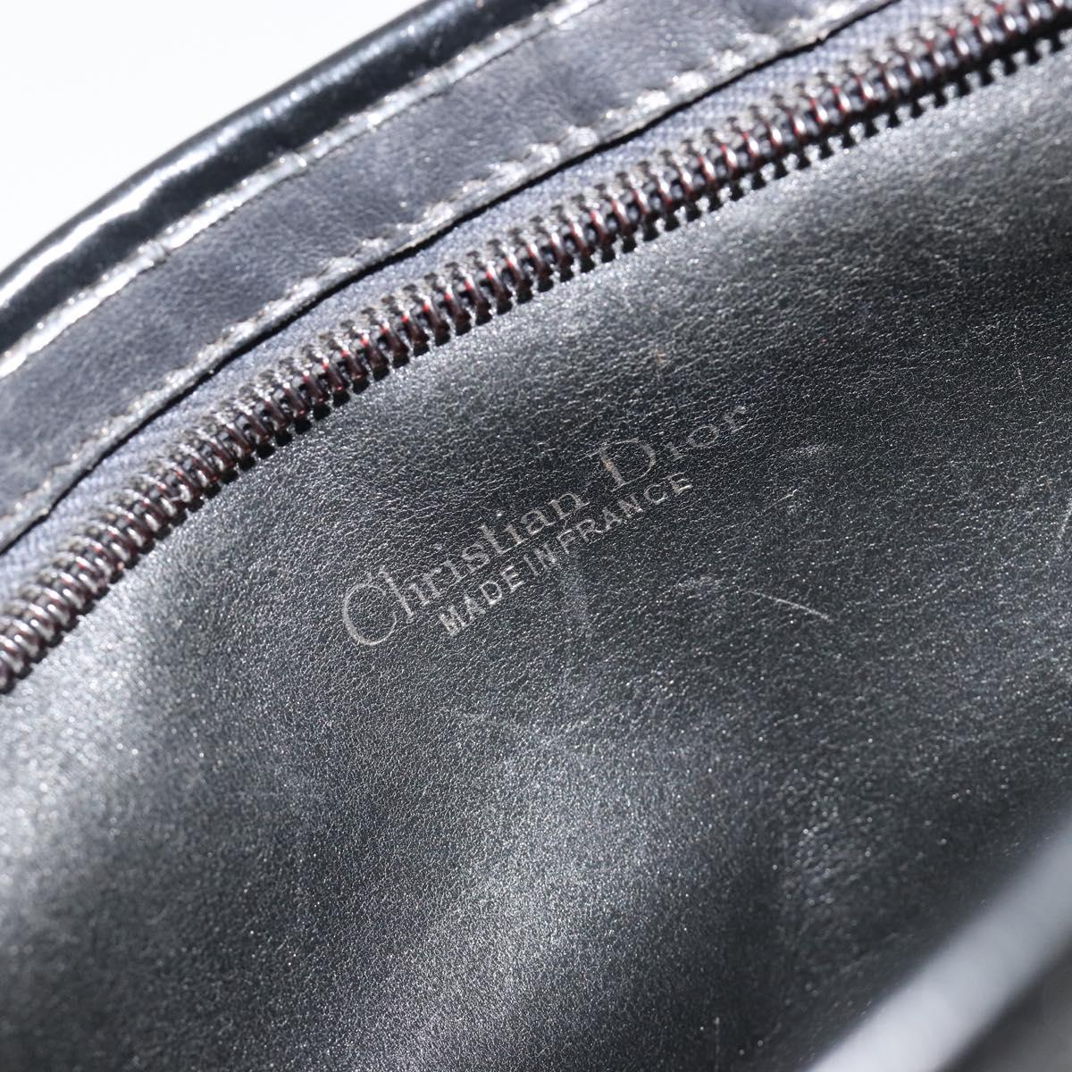 Christian Dior Trotter Canvas Shoulder Bag Navy Gold Auth 185006