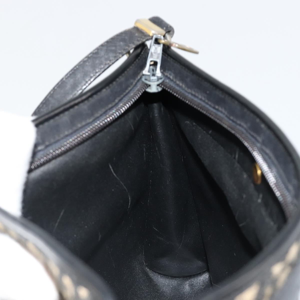 Christian Dior Trotter Canvas Shoulder Bag Navy Gold Auth 185006