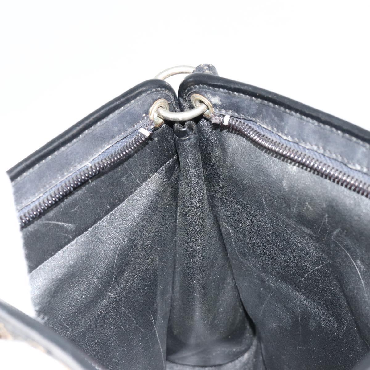 Christian Dior Trotter Canvas Shoulder Bag Navy Gold Auth 185006