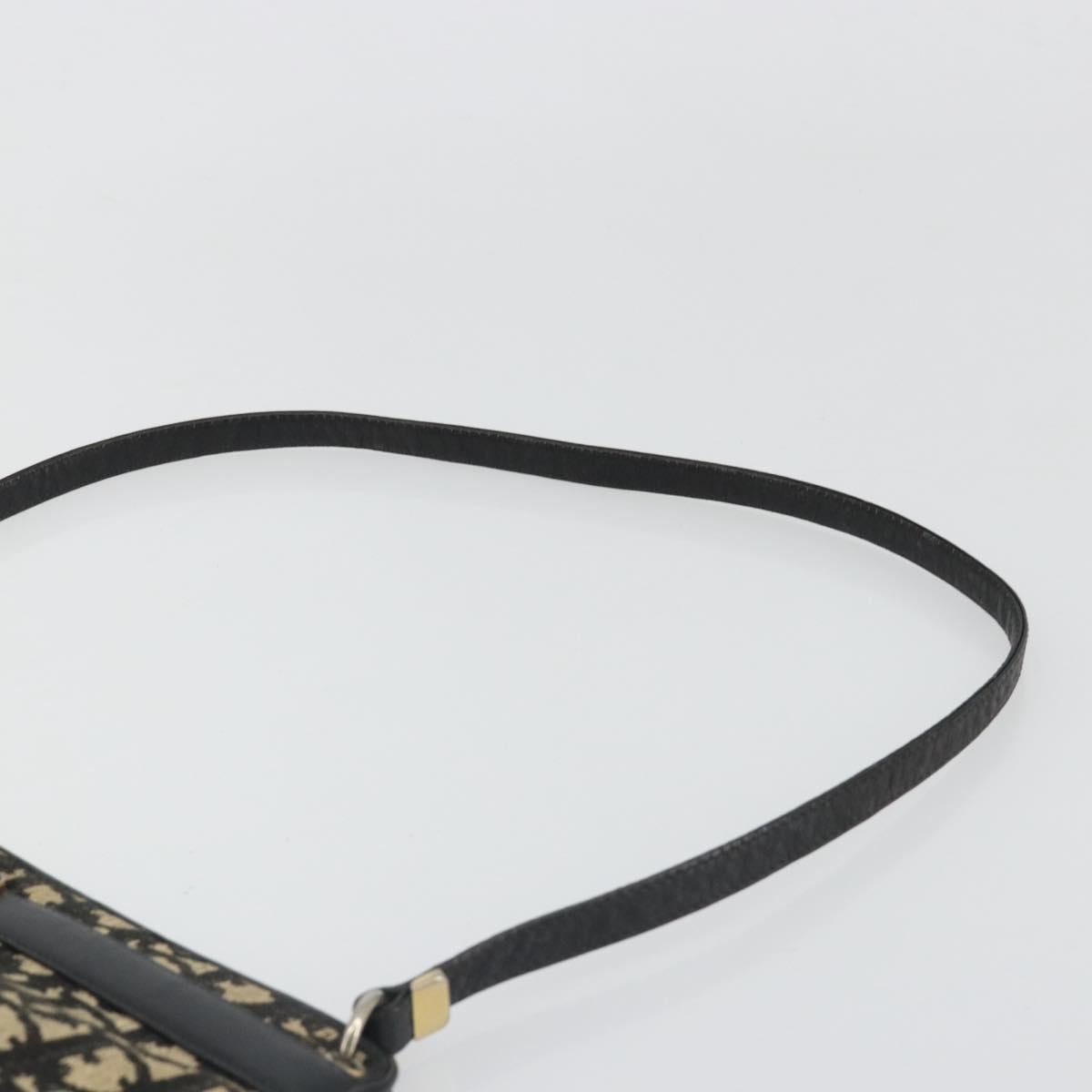 Christian Dior Trotter Canvas Shoulder Bag Navy Gold Auth 185006