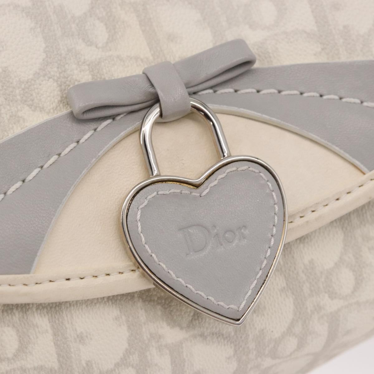 Christian Dior Trotter Canvas Romantic Chain Bag PVC White Silver Auth 185008SAV