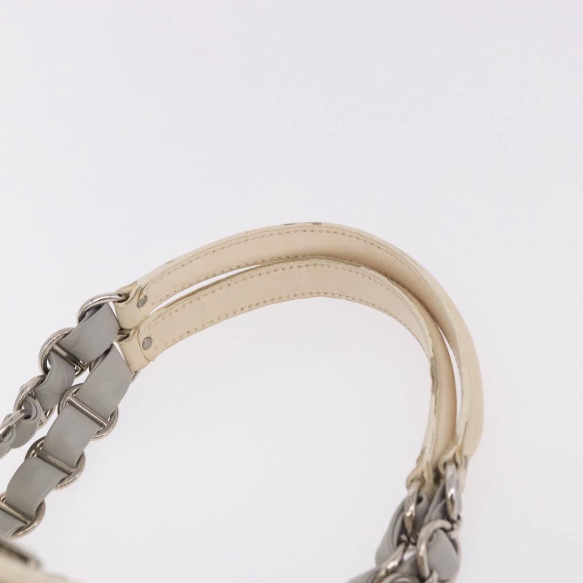 Christian Dior Trotter Canvas Romantic Chain Bag PVC White Silver Auth 185008SAV