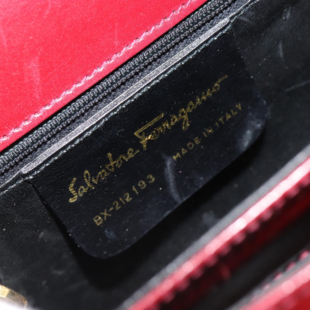 Salvatore Ferragamo Gancini Hand Bag Leather 2way Red Gold Auth 185011