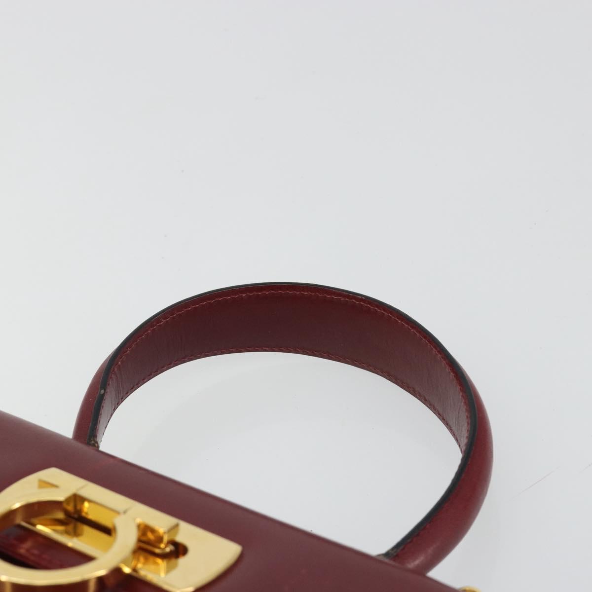 Salvatore Ferragamo Gancini Hand Bag Leather 2way Red Gold Auth 185011