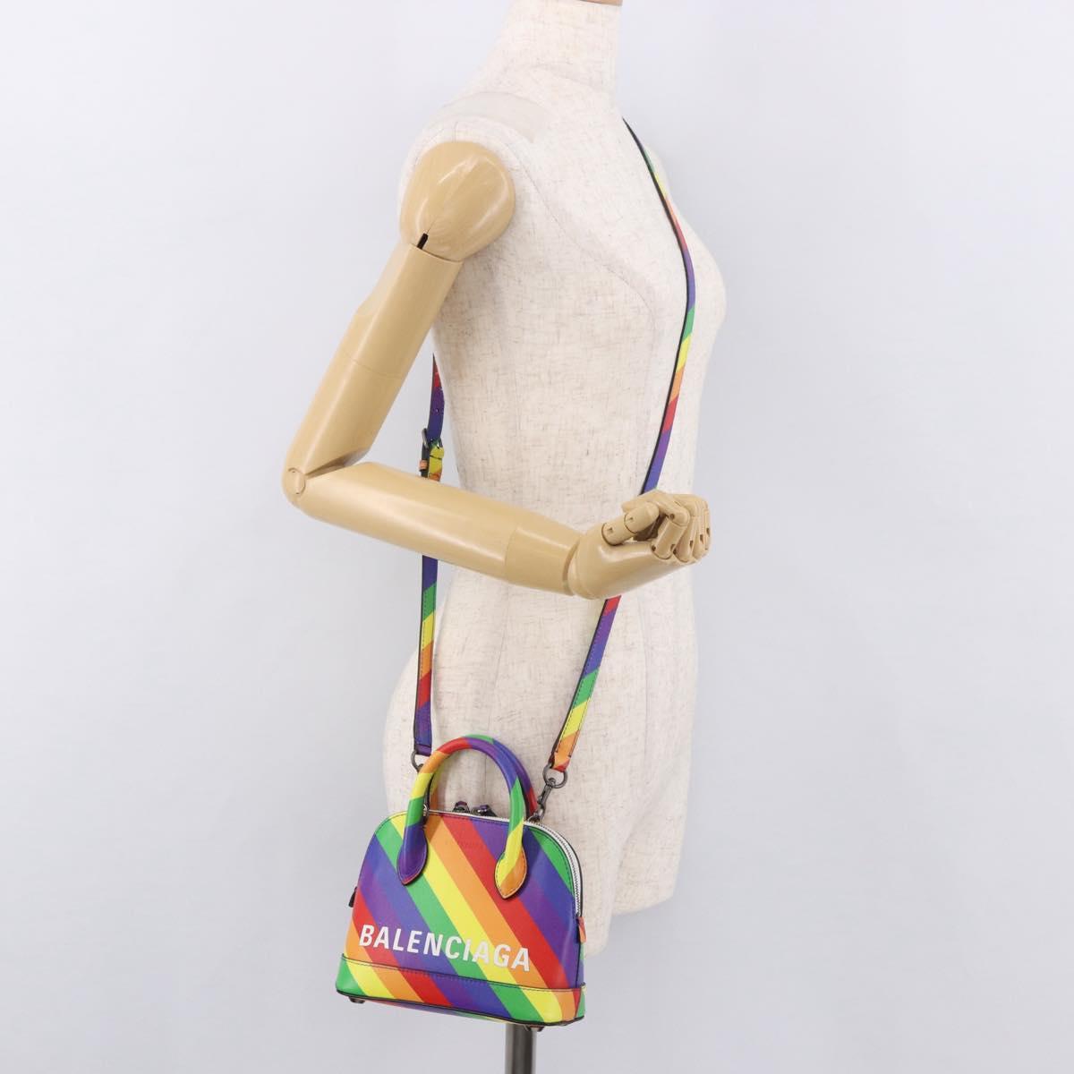 BALENCIAGA Ville XXS Hand Bag Leather 2way Rainbow 550646 Auth 185014M