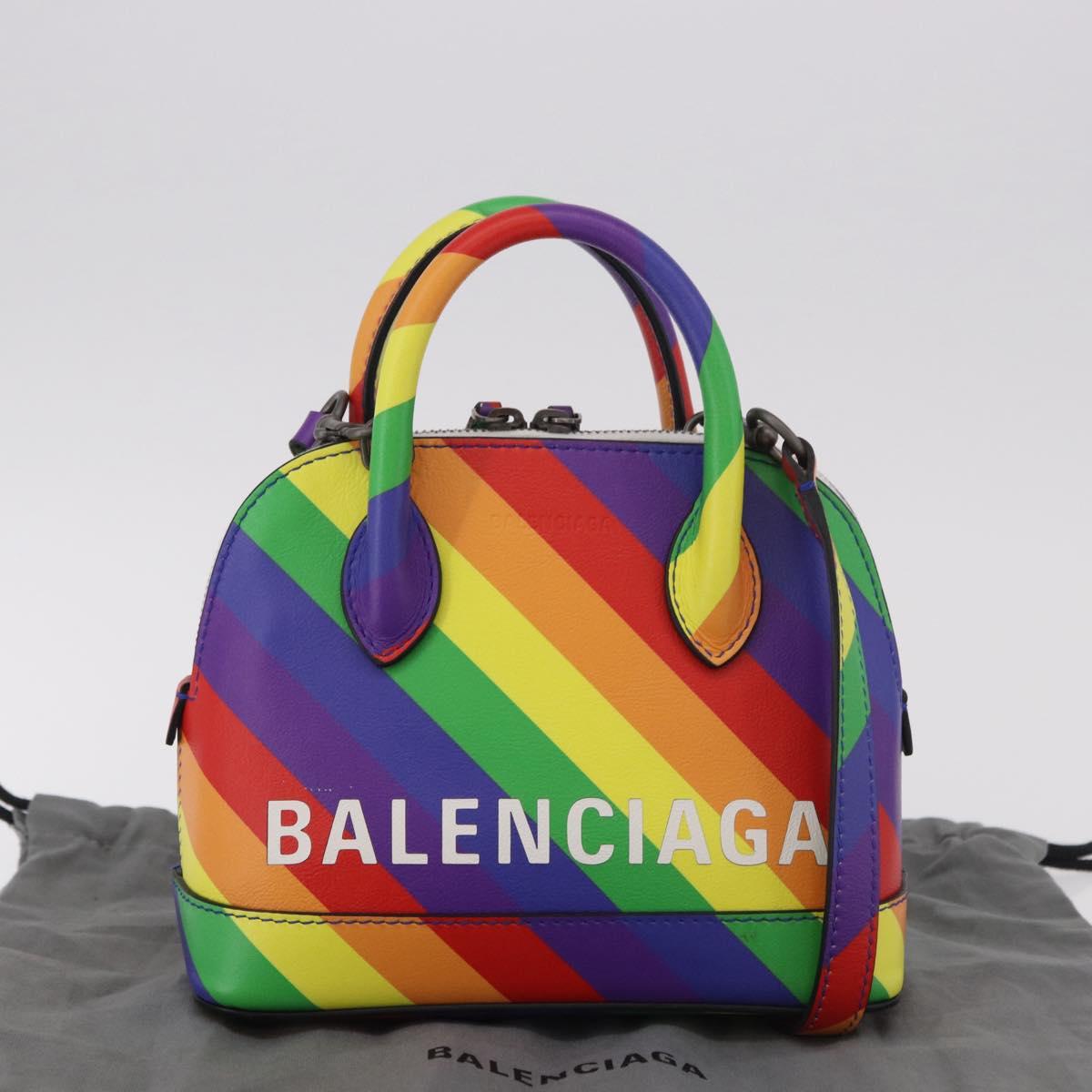 BALENCIAGA Ville XXS Hand Bag Leather 2way Rainbow 550646 Auth 185014M