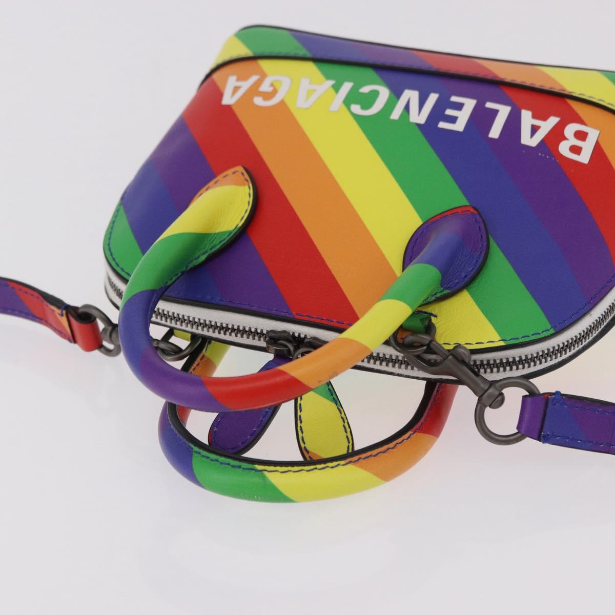 BALENCIAGA Ville XXS Hand Bag Leather 2way Rainbow 550646 Auth 185014M