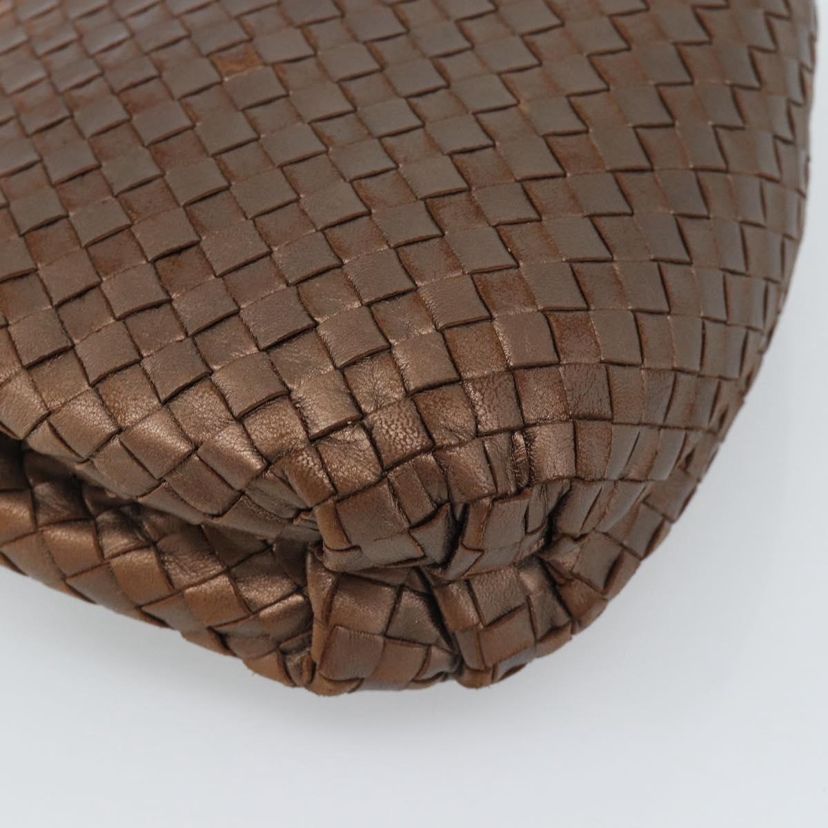 BOTTEGA VENETA INTRECCIATO Hand Bag Leather 2way Bronze Gold Auth 185015