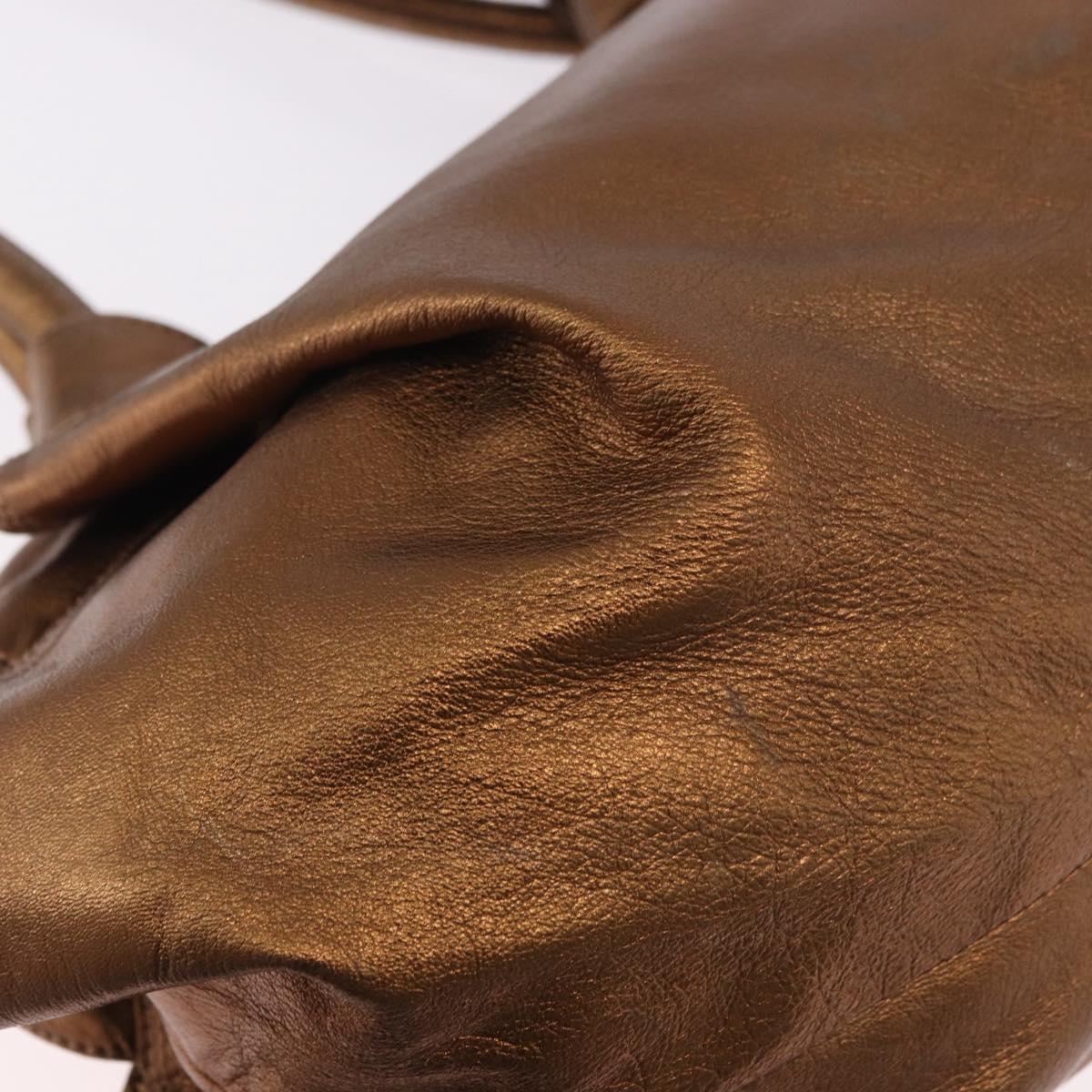 LOEWE Anagram Nappa Aire Hand Bag Leather Gold Auth 185016A