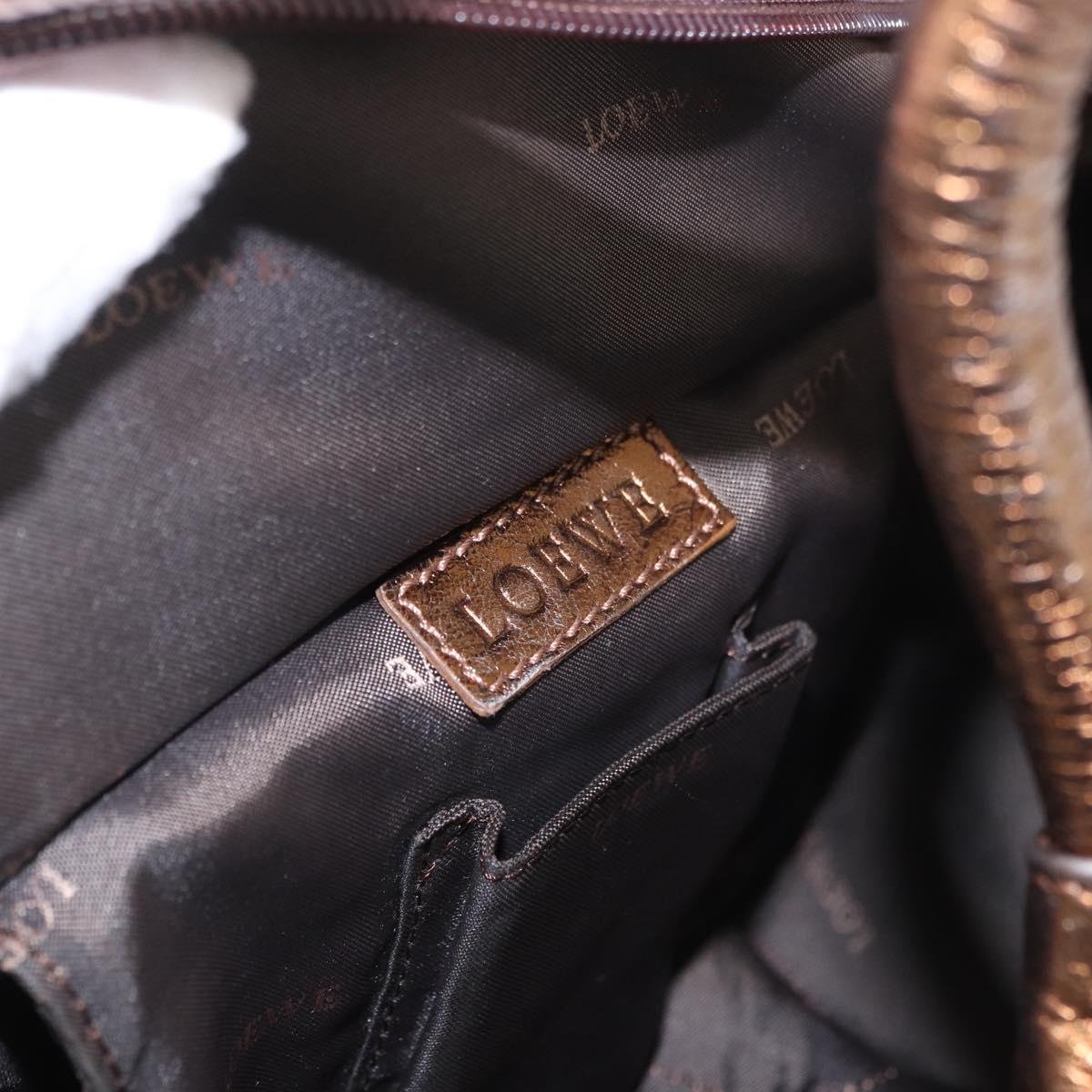 LOEWE Anagram Nappa Aire Hand Bag Leather Gold Auth 185016A