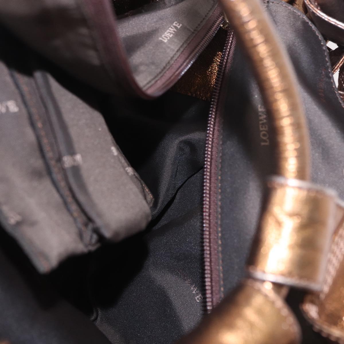 LOEWE Anagram Nappa Aire Hand Bag Leather Gold Auth 185016A