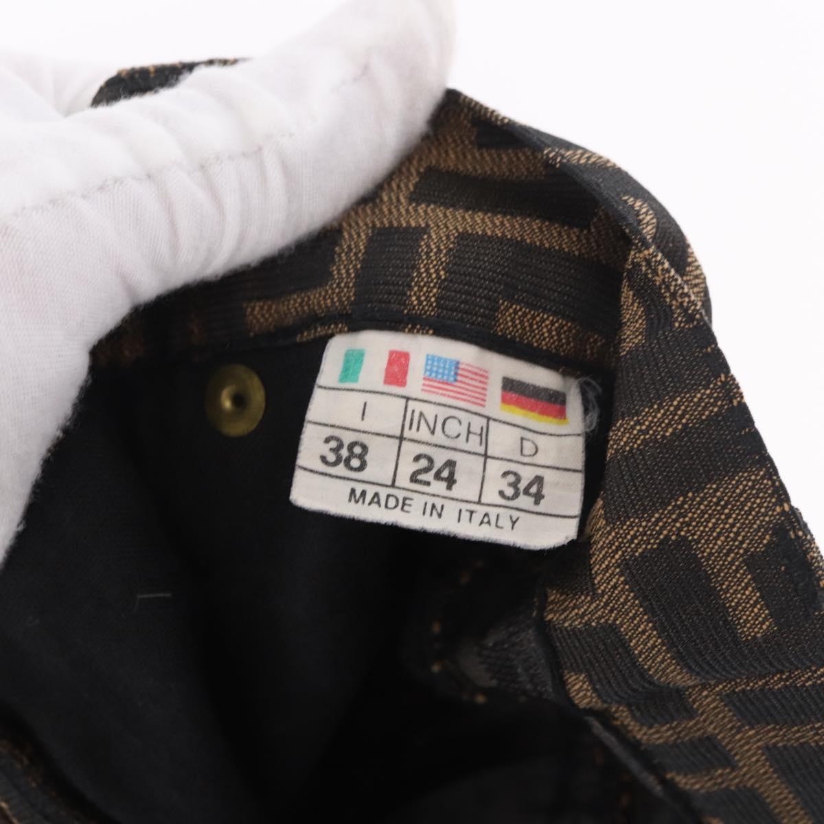 FENDI Zucca Canvas Skirt Black Brown Auth 185019A