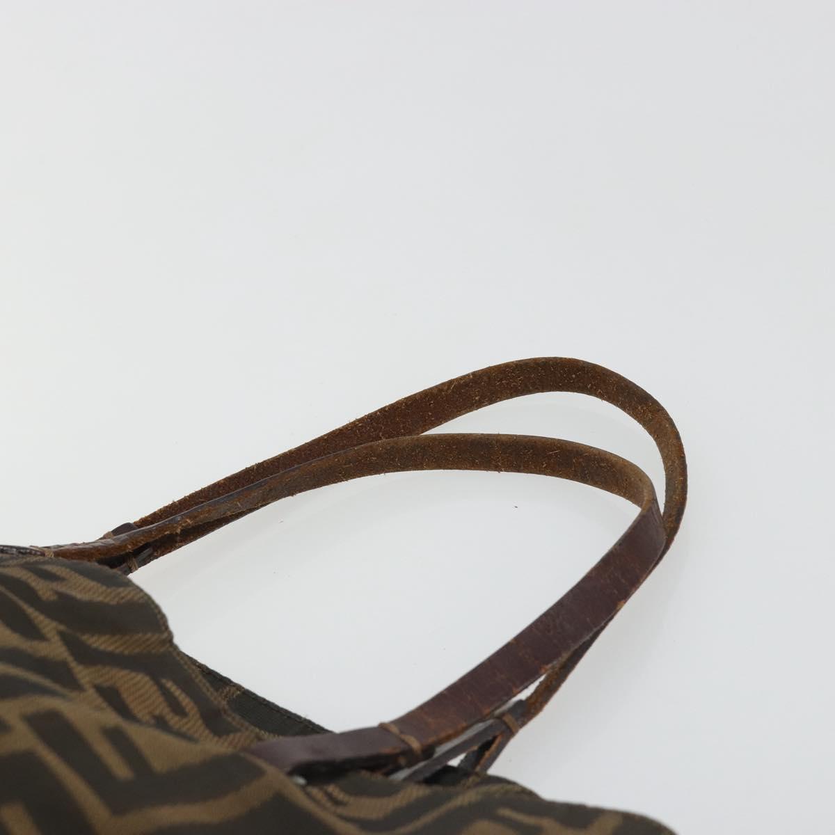FENDI Zucca Canvas Hand Bag Black Brown Auth 185020