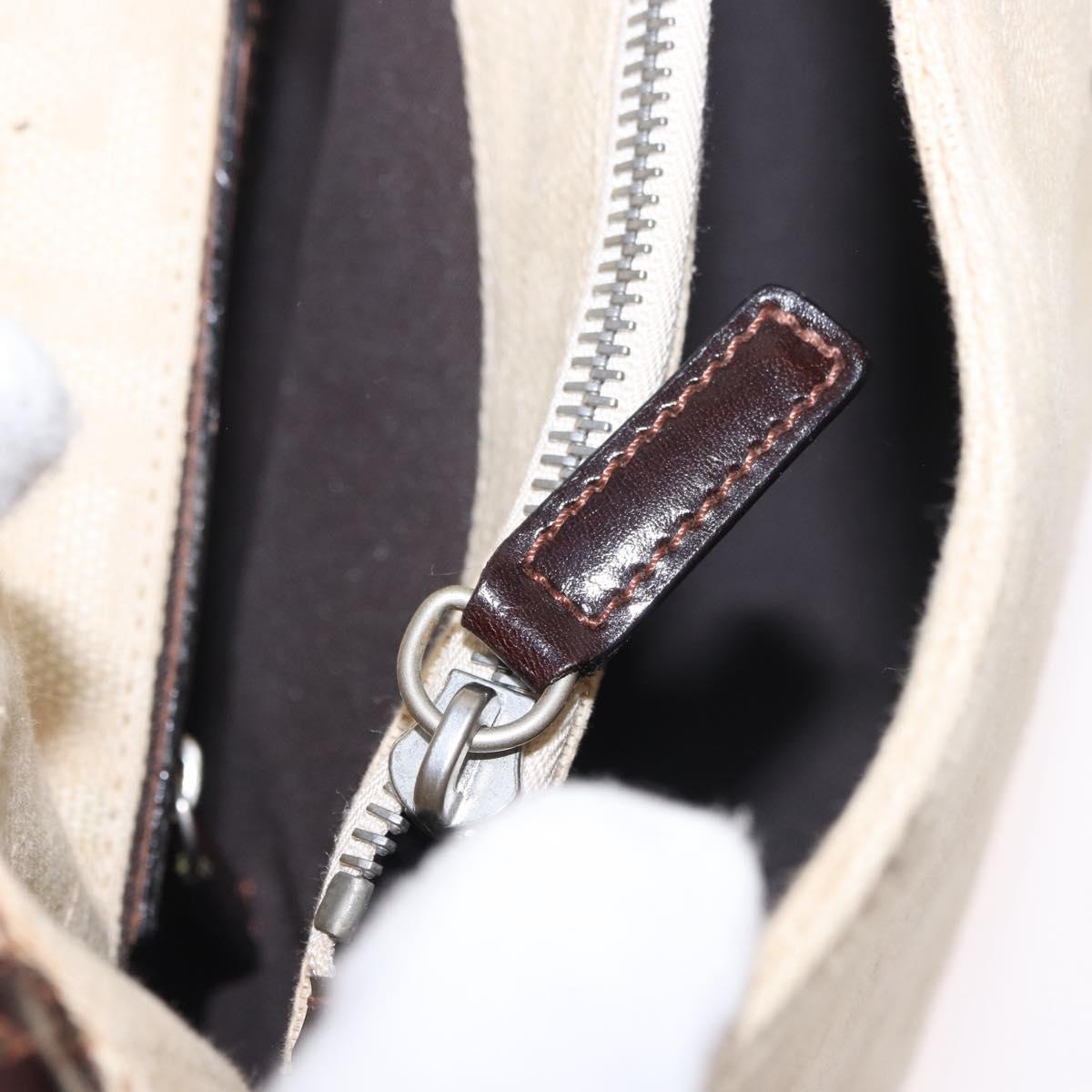 FENDI Zucca Canvas Mamma Baguette Shoulder Bag Beige Silver Auth 185021V