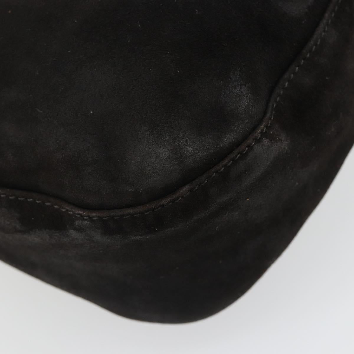 FENDI Mamma Baguette Shoulder Bag Suede Black Gold Auth 185022