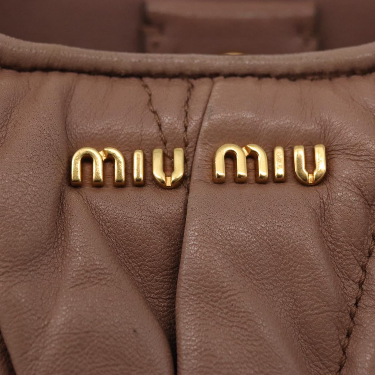 Miu Miu Matelasse Hand Bag Leather 2way Beige Gold Auth 185023