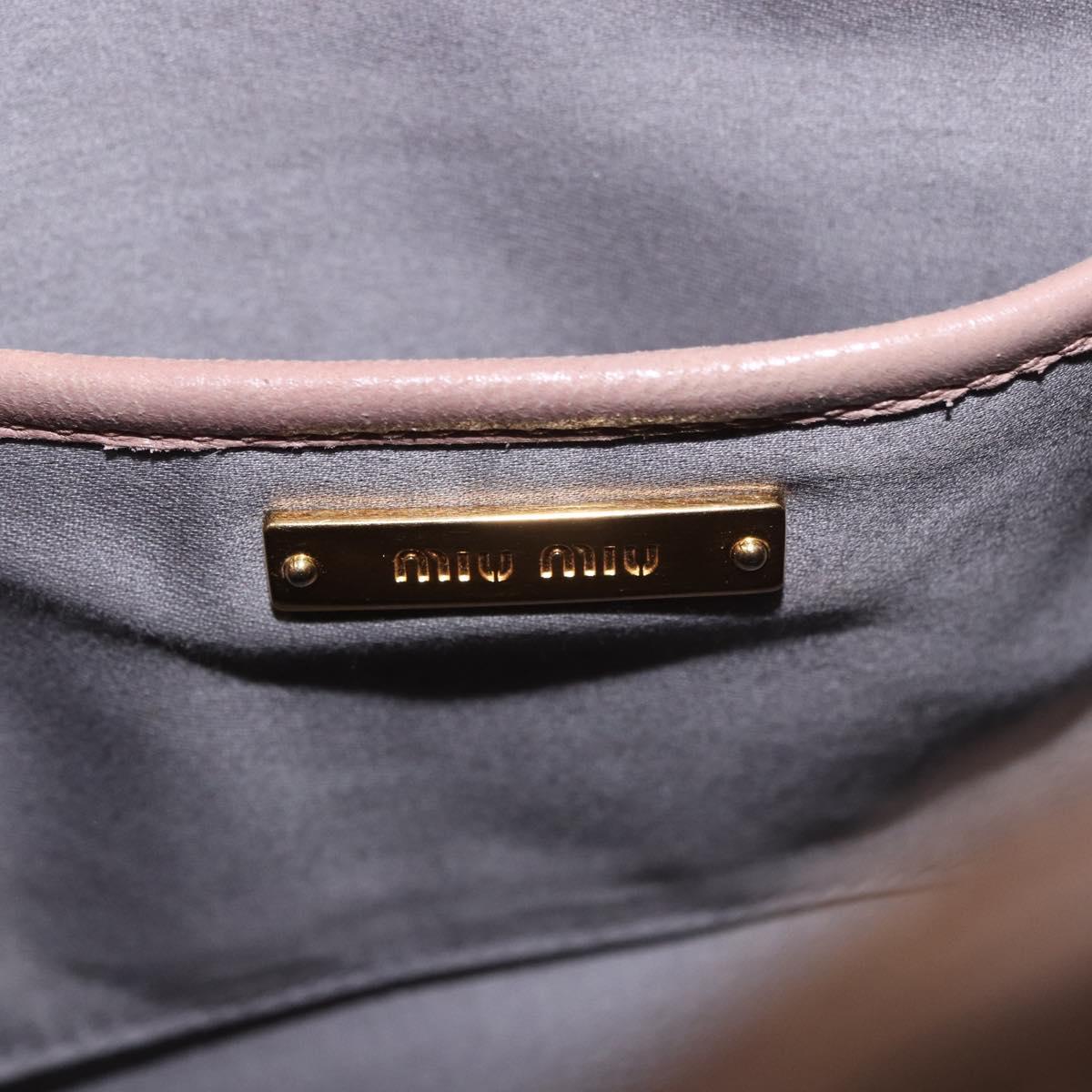 Miu Miu Matelasse Hand Bag Leather 2way Beige Gold Auth 185023