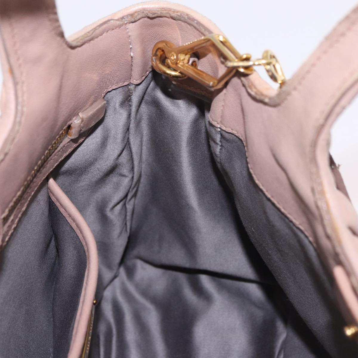 Miu Miu Matelasse Hand Bag Leather 2way Beige Gold Auth 185023
