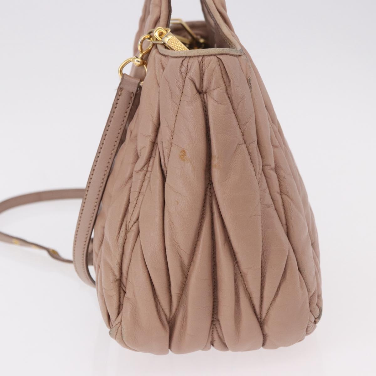 Miu Miu Matelasse Hand Bag Leather 2way Beige Gold Auth 185023