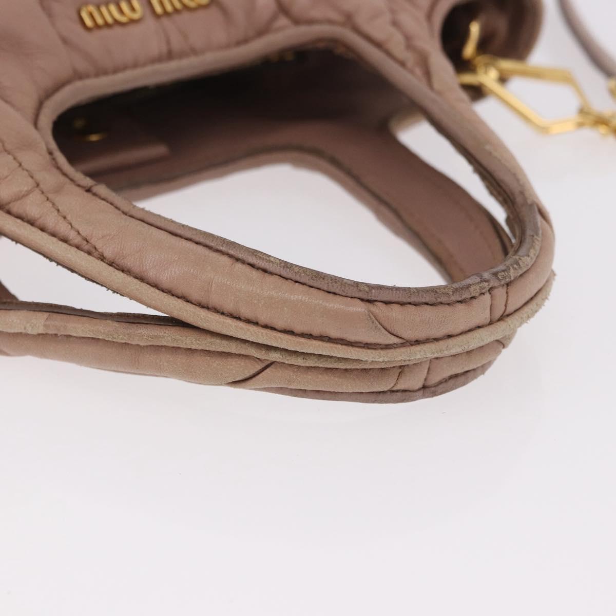 Miu Miu Matelasse Hand Bag Leather 2way Beige Gold Auth 185023