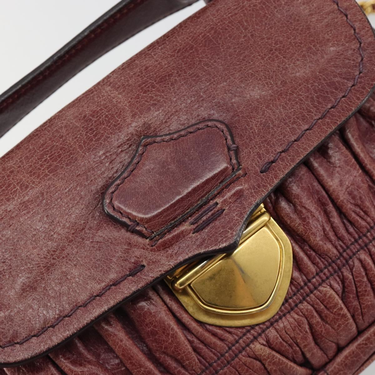 PRADA Gathered Chain Shoulder Bag Leather 2way Purple Gold Auth 185025A