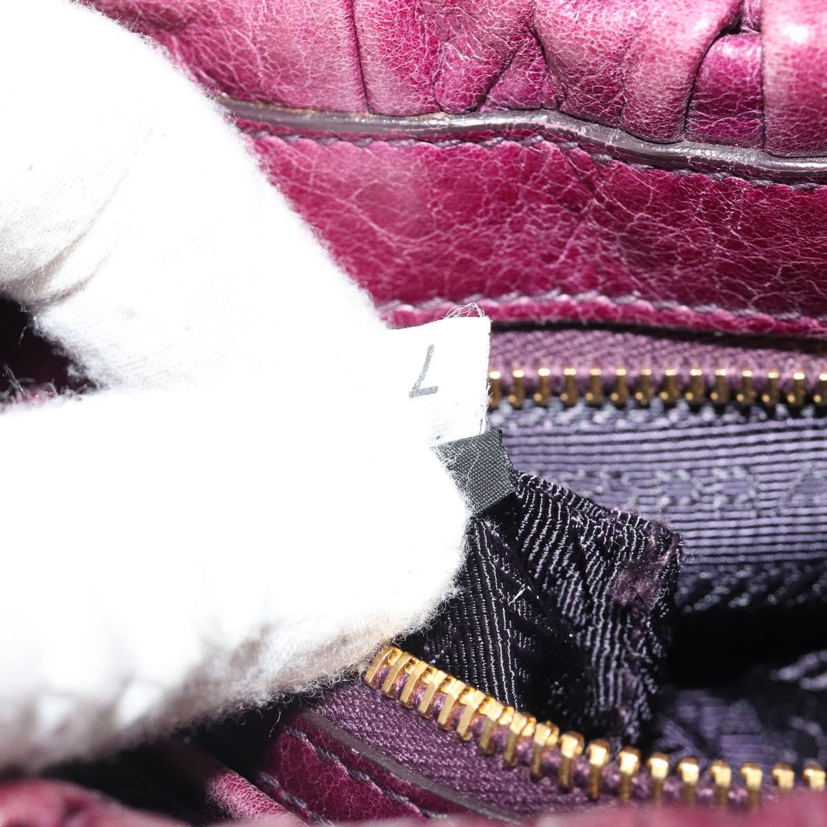 PRADA Gathered Chain Shoulder Bag Leather 2way Purple Gold Auth 185025A