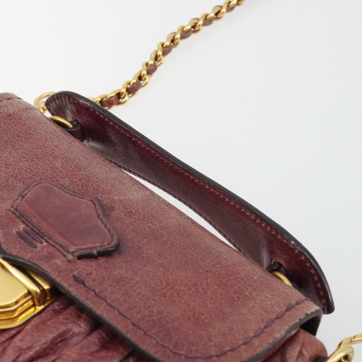 PRADA Gathered Chain Shoulder Bag Leather 2way Purple Gold Auth 185025A