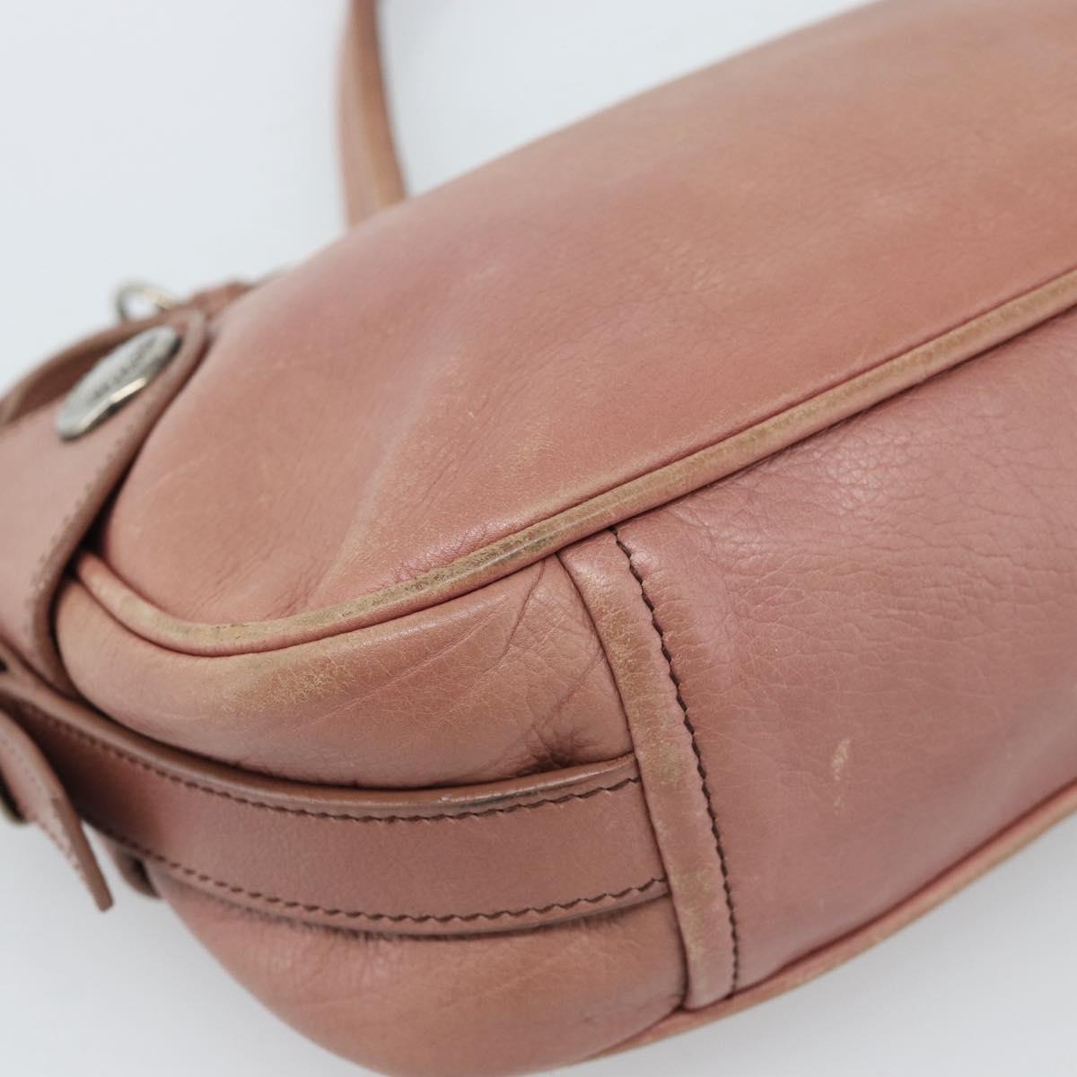 PRADA Shoulder Bag Leather Pink Silver Auth 185026A