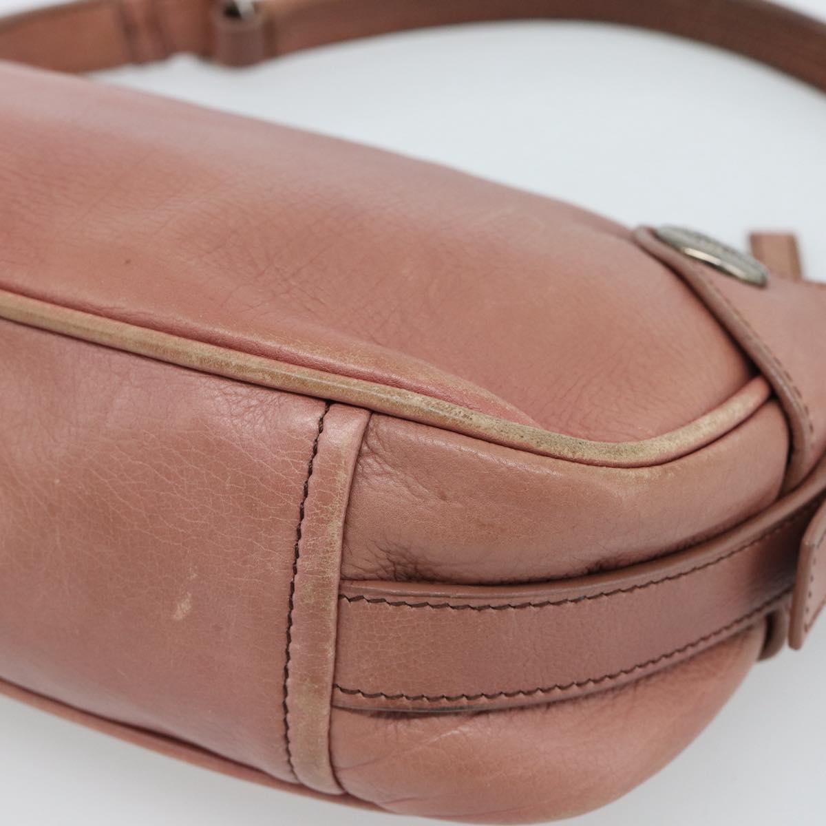 PRADA Shoulder Bag Leather Pink Silver Auth 185026A